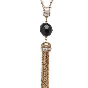Vintage Faceted Black Agate Tassel Necklace - Handmade in Canada